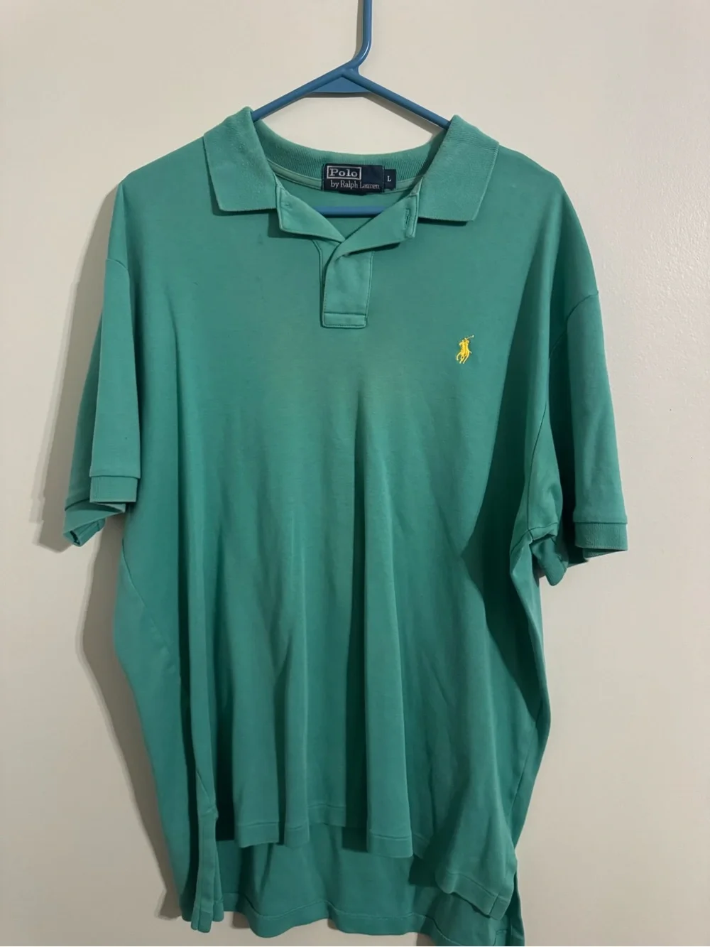 Ralph Lauren Teal Green Polo with Yellow Pony Embroidery